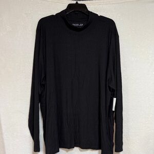 Rachel Zoe Sweater 3X Women's Ribbed Long Sleeve Shirt Top Black